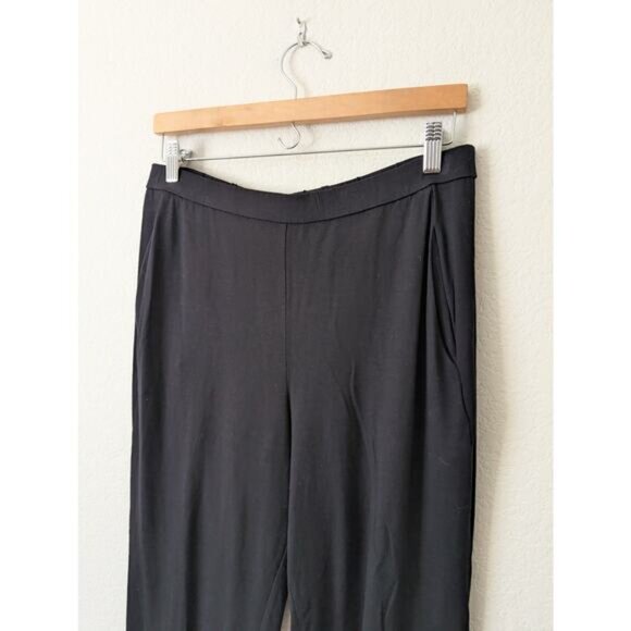 Eileen Fisher Black Viscose Tapered Leg Pants Medium Pull On Sustainable Comfort - Picture 4 of 9